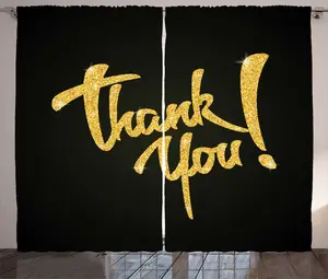 Штора ABAKUHAUS Thank You в деревенском стиле, с фразой Благодарность, простая, универсальная, с петлями и крючками, для гостиной, 280 x 175 см, цвет: сосновый, зеленый, желтый Abakuhaus