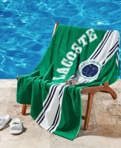 Хлопковое пляжное полотенце с одним значком, 91 x 183 см Lacoste, зеленый