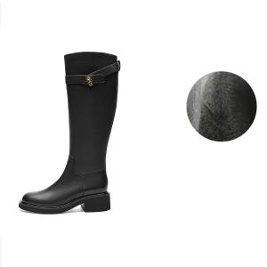 Сапоги женские черные, высота 4 см NINE WEST, Black (Fleece-Lined)