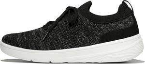 Женские кроссовки FitFlop, супер-Q вязанные слипоны на шнуровке, черный/серебристый