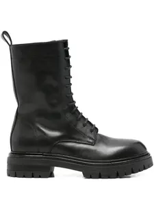 Кожаные ботинки на шнуровке Elena Iachi, черный