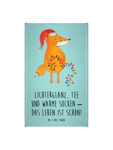 Mr. & Mrs. Panda Рождественское полотенце с изображением лисы и надписью бирюзового пастельного цвета