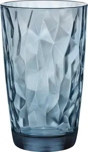 Стакан для питья Bormioli Glass Diamond Cooler, океанский синий, 470 мл, с узором, для напитков, 50333 Weck