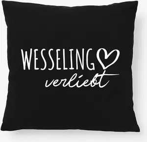 Подушка Huuraa "Весселинг в любви", подарочная, 40x40 см, с наполнителем из черного хлопка, декор "Весселинг" Hellweg Druckerei