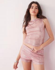 Короткие шорты с пайетками, розовый Reclaimed Vintage
