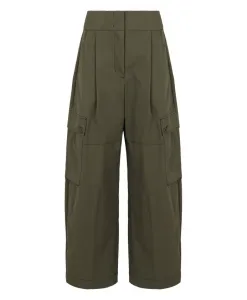 Хлопчатобумажные габардиновые брюки Weekend Max Mara, зеленый