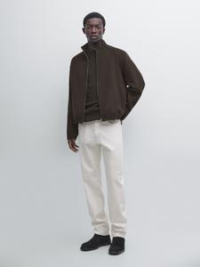 Куртка из смесовой шерсти с высоким воротником Massimo Dutti, chocolate