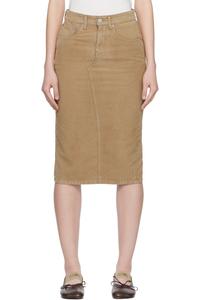 Mm6 Maison Margiela Бежевая джинсовая юбка миди с покрытием