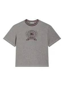 Футболка с вышитым логотипом Dolce & Gabbana Kids, серый