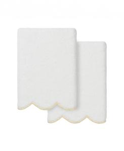 Набор из двух хлопковых полотенец для рук Adornia Scallop, 40 см x 76 см Linum Home, White, Beige, 2 Piece Hand Towel Set