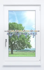 Штора для кафе, кружево Плауэн - Морской бриз (Ш x В) 48 см * 18 см, синяя/синяя Plauener Spitze