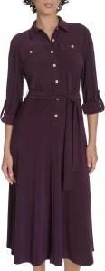 Женское платье-рубашка Tommy Hilfiger из джерси с отворотами, воротником и однотонным лифом, Aubergine