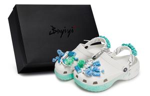 Crocs Классические сабо на платформе 811, производство, женские, лесные, летние, белые, сине-зеленые