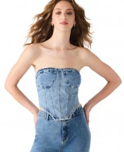 Женский джинсовый корсетный топ без бретелей Rina Steve Madden, True Blue