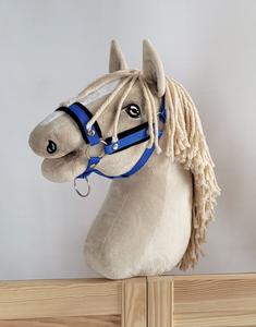 Регулируемый недоуздок для лошади Hobby Horse А3 синего цвета с черной шерстью Super Hobby Horse