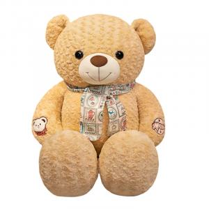 Большая плюшевая кукла медведя из цветочной ткани, высота 90см/110см/120см MLING, коричневый