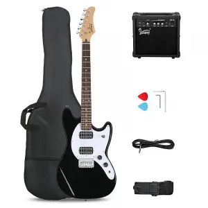 Электрогитара Glarry GMF с грифом из лаурелевого дерева, звукосниматели HH, черная / усилитель 20 Вт