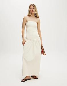 Платье макси Cotton On Romee с присборенными боками белого цвета Cotton On