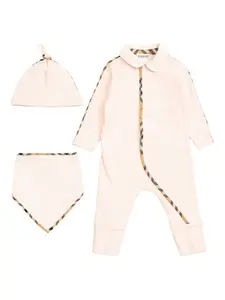 Комплект боди с клетчатым узором Burberry Kids, розовый