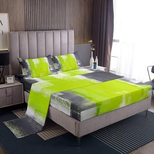 Erosebridal Комплект постельного белья Grunge Abstract в цвете лаймовый зеленый черный белый серый омбре с минималистичным принтом в стиле хиппи тай-дай, Multi 28