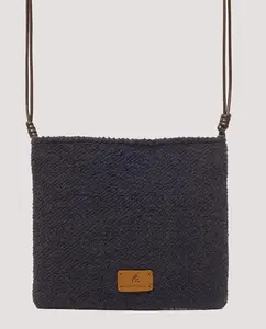 Маленькая женская сумка через плечо на молнии и шнурке Nice Things, темно-синий