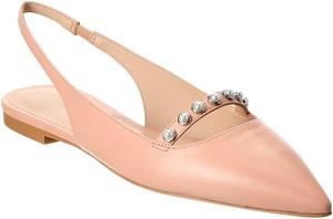 Балетки на ремешке из перламутровой кожи Stuart Weitzman, розовый