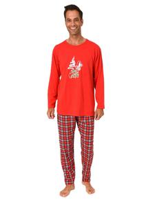 NORMANN Рождественская пижама с длинными рукавами и рождественским рисунком красного цвета