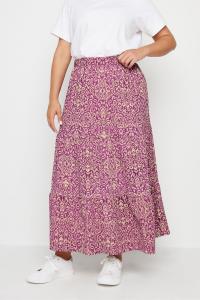 Юбка макси с текстурированным узором пейсли Yours Curve, розовый
