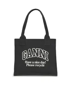 Холщовая сумка с логотипом Ganni, черный