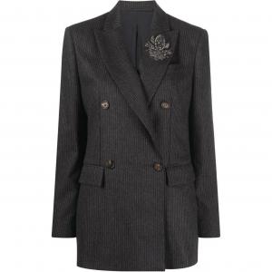 Brunello Cucinelli Однобортный полосатый приталенный жакет, Gray