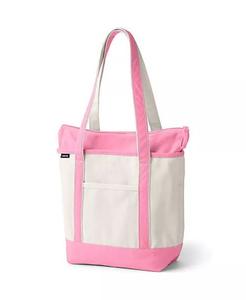 Сумка-тоут среднего размера из плотной ткани с карманами на молнии и длинной ручкой Lands' End, белый