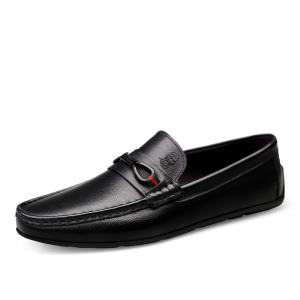 LAORENTOU Повседневные кожаные туфли мужские низкие, черно-белые