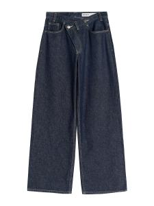 Джинсы с широкими штанинами Bershka, темно-синий