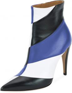 Женские сапоги-ботильоны YDN Stöckel, с острым носком, высокие каблуки, разноцветные, в полоску, пэчворк, зимнее платье, ботильоны, Schwarz/Blau