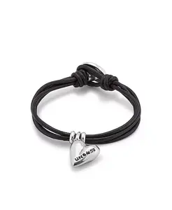 Браслет из стерлингового серебра с подвеской в виде сердца и 4 кожаными подвесками Unode50, silver