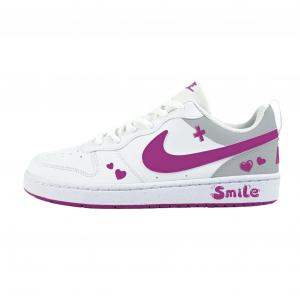 Nike Court Borough Low противоскользящие износостойкие низкие детские скейтбординг кроссовки white для подростков