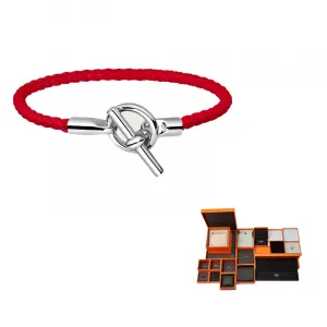 HERMES Браслеты из телячьей кожи с палладиевым покрытием unisex красный
