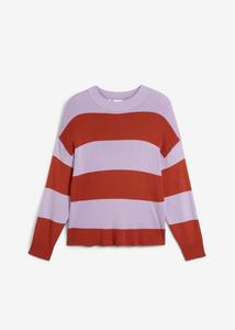 Свитер тонкой вязки с круглым вырезом и полосками Bpc Bonprix Collection, сиреневый