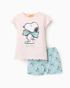 Детская пижама 100% хлопок с рисунком Снупи Zippy, розовый/темно-синий