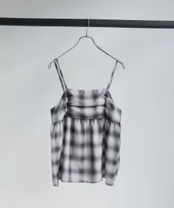 Полупрозрачная клетчатая майка с эффектом омбре и сборками Coen, цвет Off White