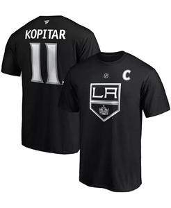 Мужская черная футболка Anze Kopitar Los Angeles Kings Team с аутентичным именем и номером Stack Fanatics
