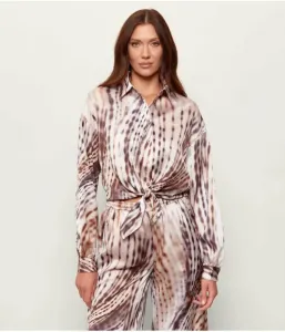 Атласная рубашка JUN cropped fit Guess Jeans, бежевый