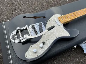 Fender Custom Shop 2022 '68 Tele Thinline Journeyman Relic с накладкой из клена, состаренный черный