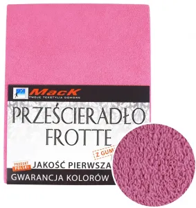 Простыня махровая на резинке 90х200 см - мягкая, розовая MACK