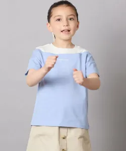 Футболка с открытыми плечами и многослойным логотипом Avv, цвет Light Blue