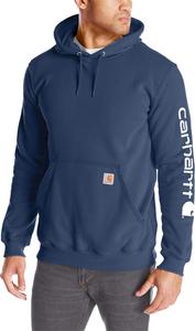 Толстовка средней плотности с капюшоном и фирменным логотипом на рукавах Carhartt, цвет New Navy