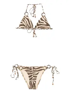 Бикини с зебровым принтом и завязками Wanderlust Zimmermann, коричневый