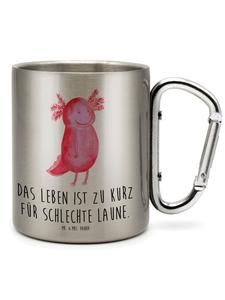 Кружка для путешествий Аксолотль с надписью Счастливый в серебре Mr. & Mrs. Panda