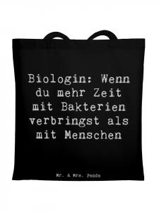 Mr. & Mrs. Panda Сумка-шоппер с надписью "Биолог любит бактерии" и многоточием черного цвета