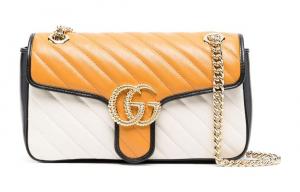 GG Marmont Квилтовая Кожаная Переносная Сумка Через Плечо, Женская Сумка Белый/Бежевый GUCCI
